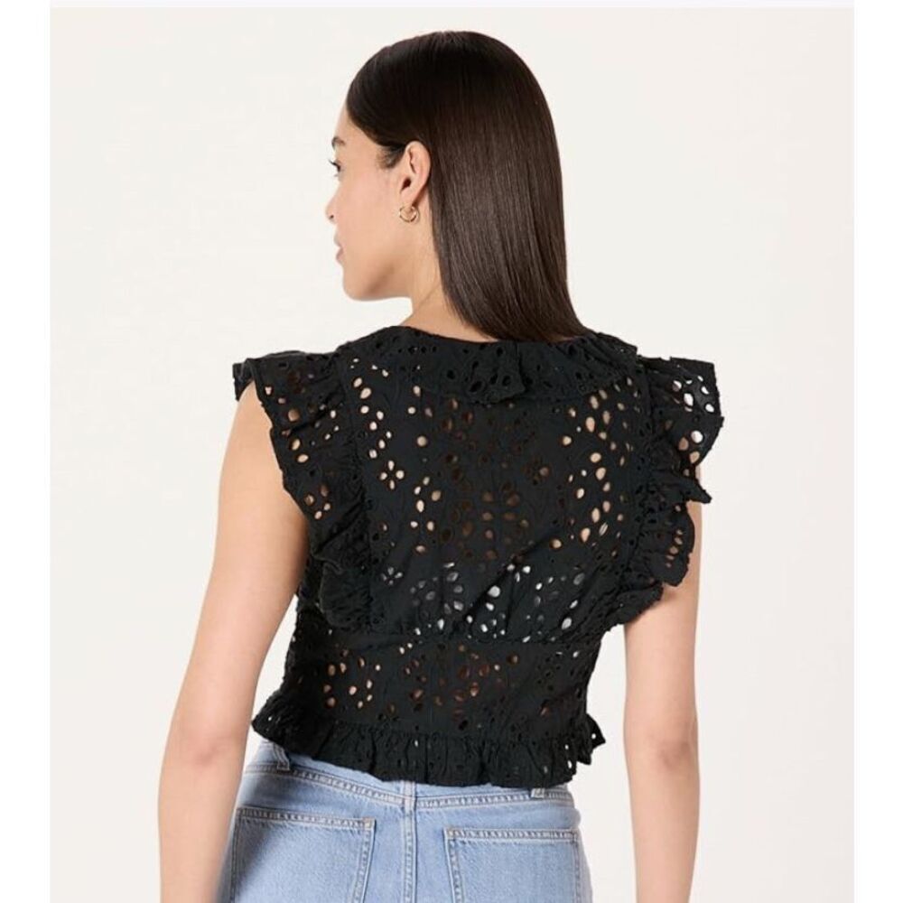The Drop Womens Margo Tie Front Ruffle Detail Sleeveless Blouse - M - Picture 2 of 7